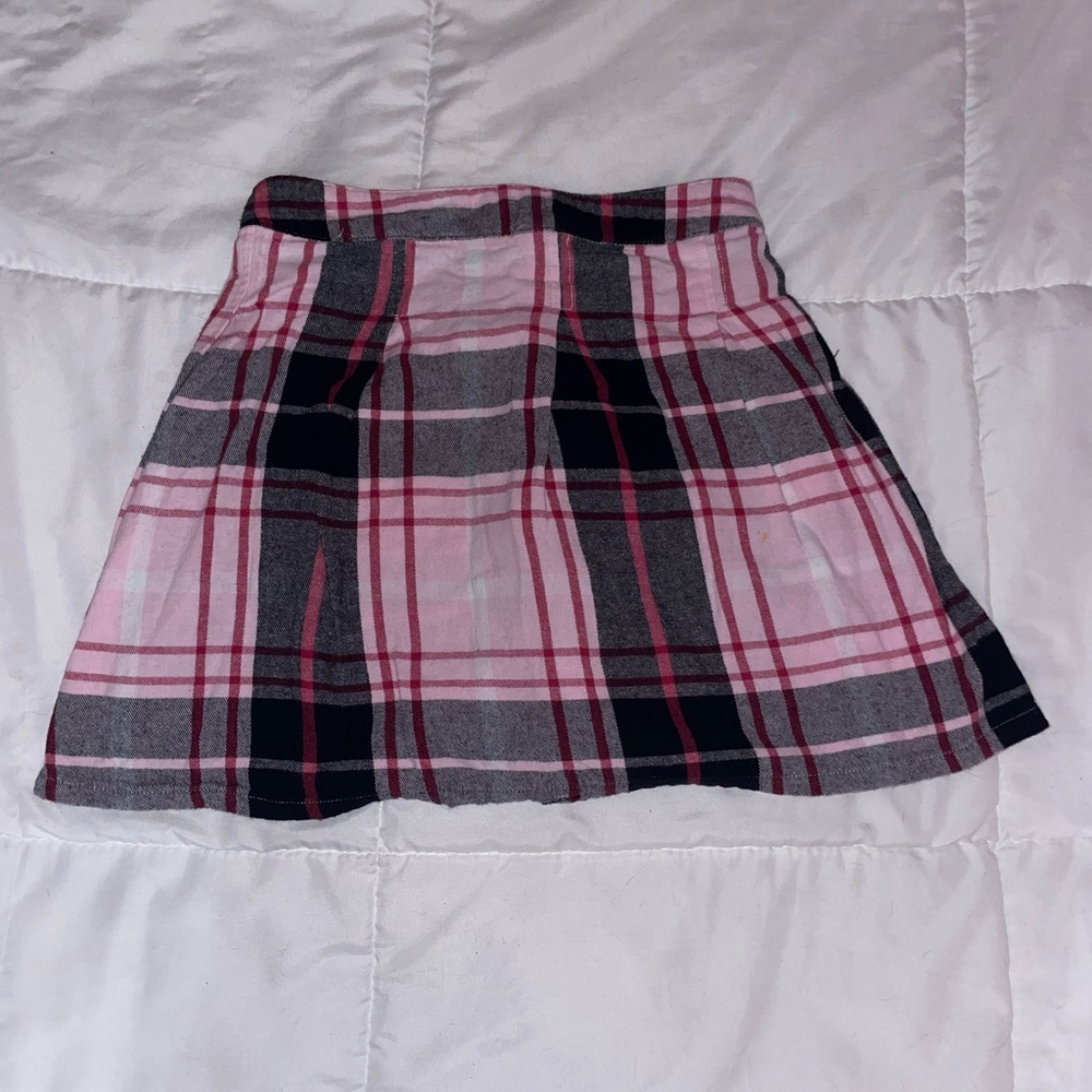 Pink plaid kids girls skirt
